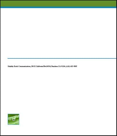 The back cover follows the color scheme, but is kept minimal. The only text on this cover is company name and address. It could as easily be a related quote of some kind, depending on the type of report.