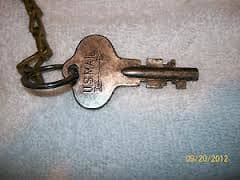 Although this is an antique model, the basic concept of the postal arrow key has not changed. It should be worn between the second and third belt loops. So even though you might not be able to properly ventilate your hindquarters, wear a belt!