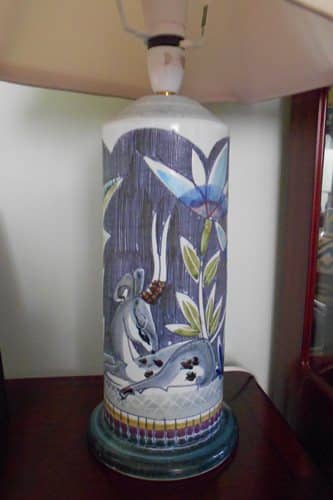 This beautiful Tilgman's Art Pottery lamp base is very 'Art Deco' with its Deer motif. I love it!