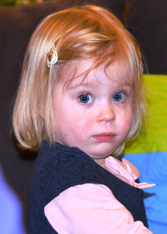 Nevermind that she has boogers on her face. She's confused by what she's hearing: the up speak, the slang, the filler words, tag questions and disclaimers. Speak with conviction!