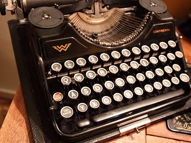Antique typewriter, the technology for writing has changed enormously, although the methodology is pretty much the same. Some people also prefer to write with a pen or pencil, rather than type.