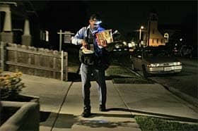 This carrier does not seem to be hindered by leaving on his light between deliveries. Everyone is different. Don't be afraid to try your own technique.