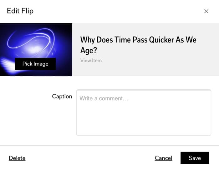 Example Showing How To Edit or Delete a Single Flip