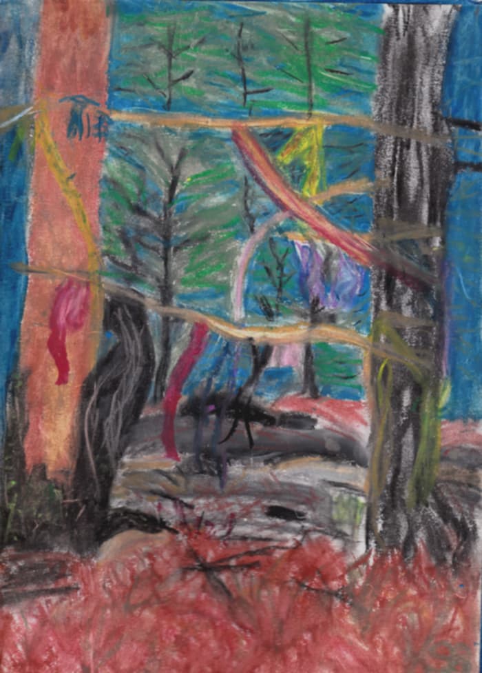 My "Center of the Labyrnth" pastel, which I loved creating and appears on blank cards that I sell