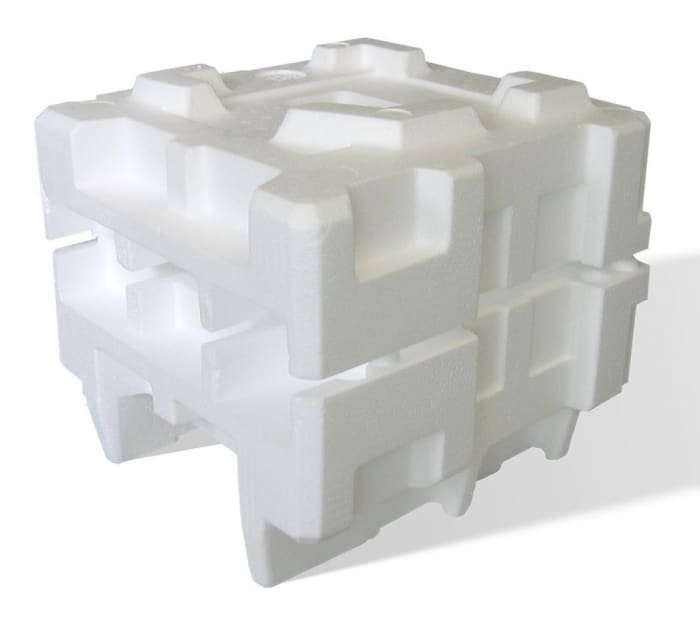 Expanded polystyrene packaging. Polystyrene is also known by the brand name "Styrofoam". It is a very effective insulator