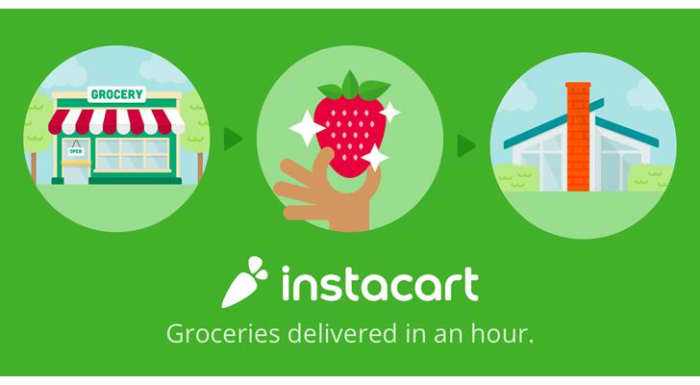 Instacart advertises that a shopper can make up to about $25 an hour delivering groceries, which includes an hourly wage plus tips and other bonuses.