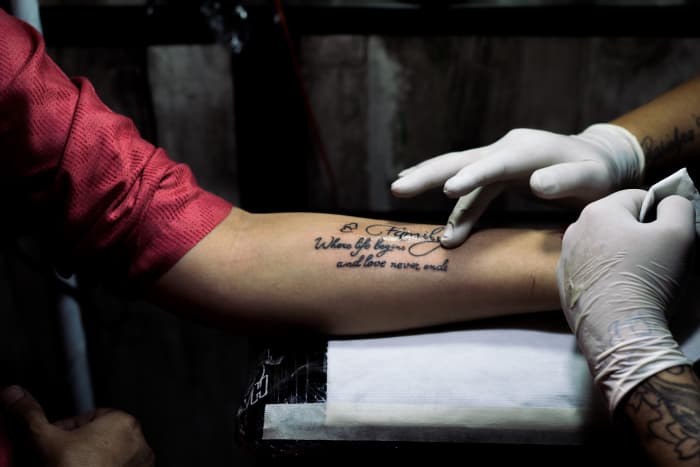 Beautiful tattoo, but have you thought about the inconvenience of hiding it from your employer forever? Many employers have a "no visible tattoos" policy.