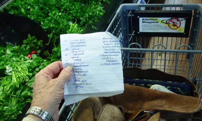 I always keep a shopping list, adding onto it during the week as I run out of things, then double checking before I leave to go shopping.
