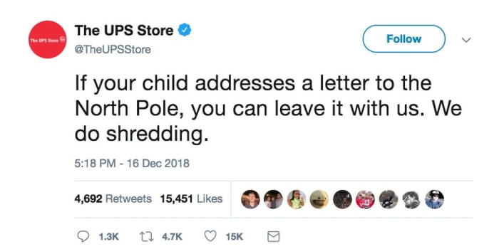UPS' unfortunate tweet about shredding children's letters to Santa did not go down well with the parents.