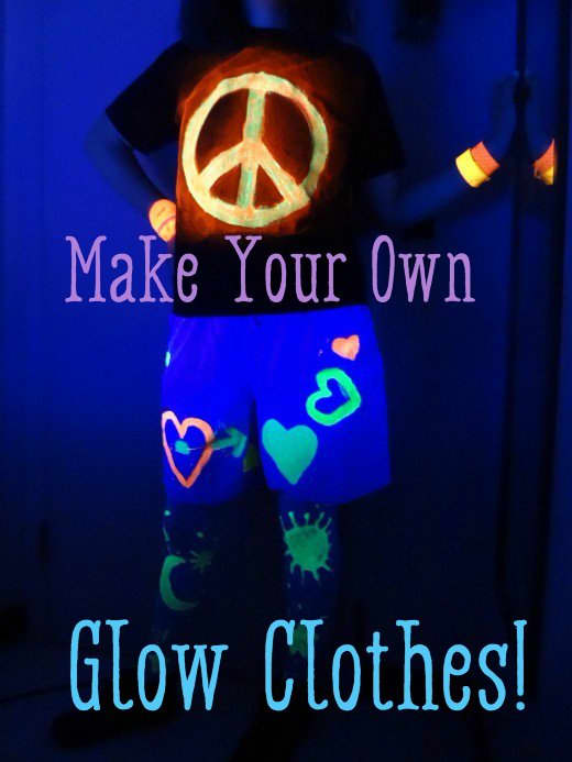 Clothes decorated with glow-in-the dark-paint.