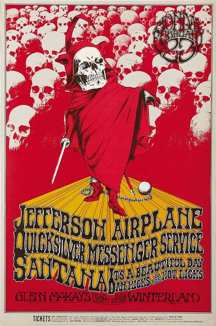 Vintage Jefferson Airplane A Benefit For The Grateful Dead Concert Poster BG-222 Bill Graham Presents 1970 Poster Art and Graphic Design by Randy Tuten