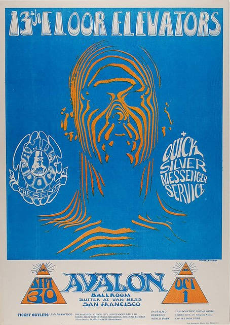 13th Floor Elevators, Quicksilver Messenger Service at the Avalon Ballroom Family Dog Poster #28 by Alton Kelley and Stanley Mouse 1966