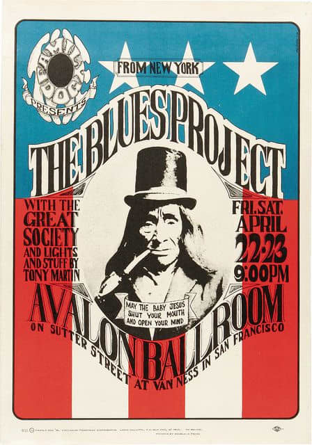 Blues Project Avalon Concert Poster FD-5-2 Family Dog 1966 Poster Art and Graphic Design by Wes Wilson