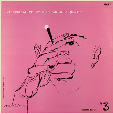 Stan Getz "Interpretations by the Stan Getz Quintet, vol. 3" Norgran Records MG N 1029 12" LP Vinyl Record (1955) Album Cover Art by David Stone Martin