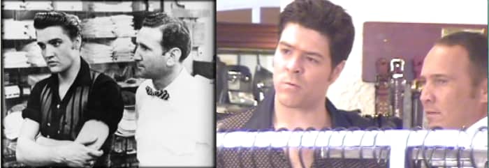 The actors on the right are recreating the relationship that Mr. Lansky had with a young man named Elvis.
