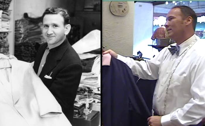 The actor on the right is portraying Bernard Lansky in a docudrama.