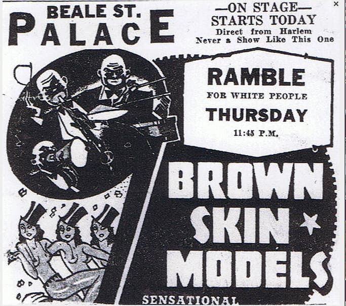 The Brown-Skin Models danced at the Palace Theater on historic Beale Street during the popular and well-attended Midnight Rambles, where they were joined on stage by celebrities such as Ella Fitzgerald, Count Basie, and other famous acts.