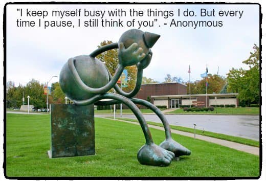 "I keep myself busy with the things I do. But every time I pause, I still think of you." - Anonymous
