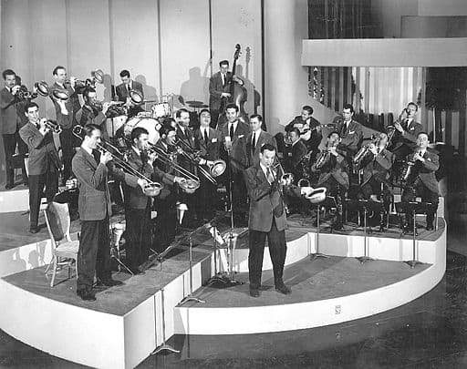 A photo of The Glenn Miller Orchestra taken between 1940 and 1941.