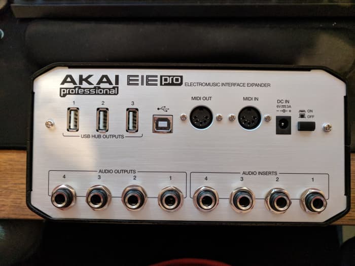 The rear panel of the EIE Pro holds all your audio insert jacks, individual audio outputs, MIDI connections, and a very useful collection of USB hub sockets.