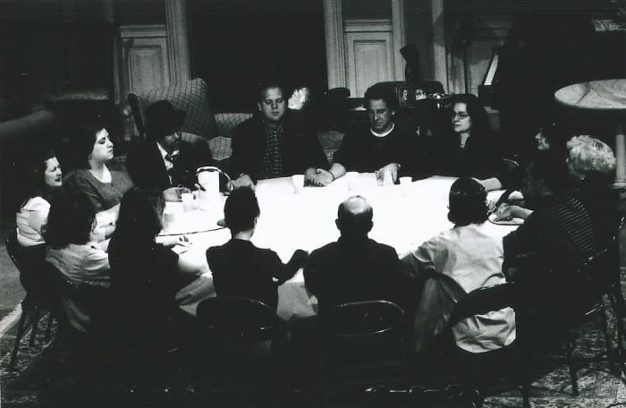While living in the White House, Mary Todd Lincoln often conducted seances in an attempt to communicate with two of her deceased children. Pictured here is a seance being conducted on stage during the course of Noel Coward's play, Blithe Spirits