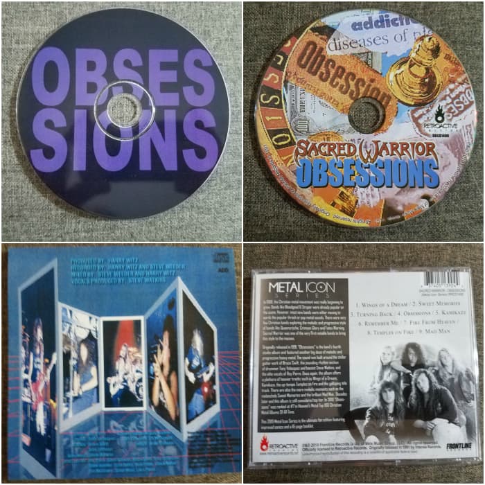 Left pix: disc print and back cover of CD-R bootleg version. Right pix: disc print and back cover of legit Retroactive Records reissue.