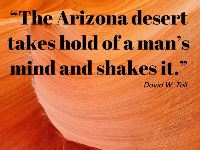 "“The Arizona desert takes hold of a man’s mind and shakes it.” - David W. Toll, American journalist