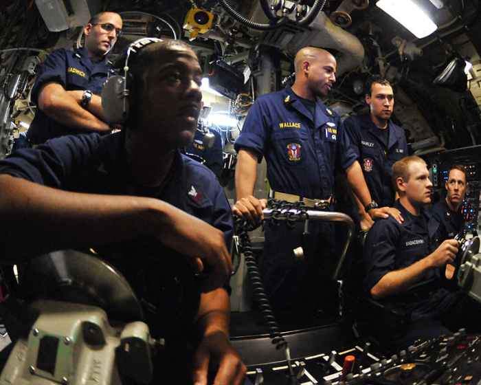 A submarine control room
