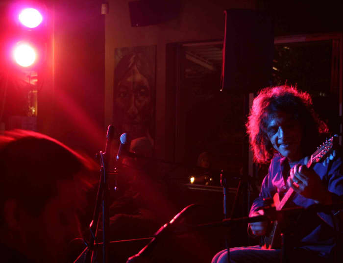 Greg Hadjiyorki Geogeades, a South African of Egyptian origin who is a master of many stringed instruments, performs at a concert in Pretoria.
