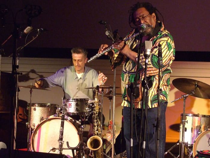Avant-garde jazzman Sabir Mateen, flute, with drummer Steve Noble. Image courtesy Andy Newcombe and Wikipedia.