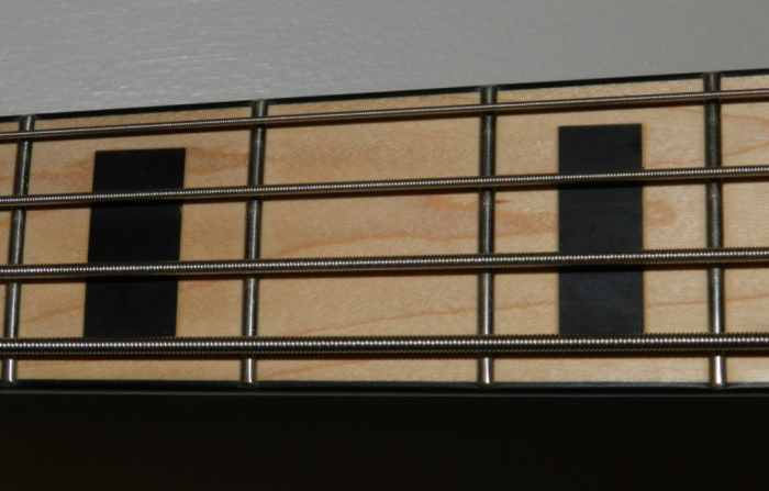 The maple fretboard with black block markers is a cool look.