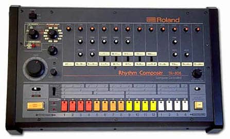 Roland TR808 was the solid foundation of rap beats for many early rap artist. Still considered a legendary drum machine today, but is surpassed with software.