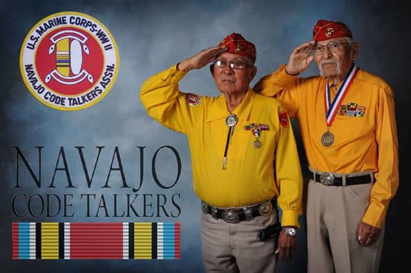 Bill Toledo and Albert Smith served as Navajo code talkers at Cannon Air Force Base in New Mexico.