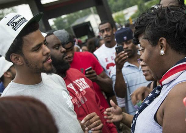 Cole proved that he walks the walk when he visited the protests in Ferguson at their height earlier this year