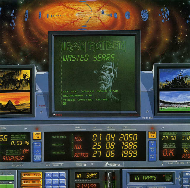 Iron Maiden "Wasted Years" EMI 12EMI 5583 12" Vinyl Single UK Pressing (1986) Cover Art by Derek Riggs