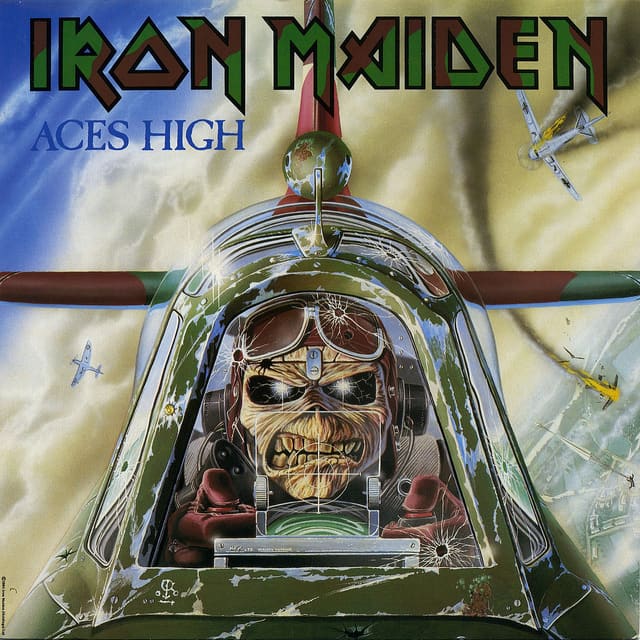 Iron Maiden "Aces High" EMI 12-EMI-5502 12" Vinyl Maxi-Single UK Pressing (1984) Picture Sleeve Art by Derek Riggs