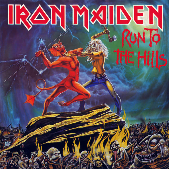 Iron Maiden "Run To The Hills" 1C K 052-07 604 Z 12" Vinyl Maxi-Single German Pressing (1982) Cover Art by Derek Riggs