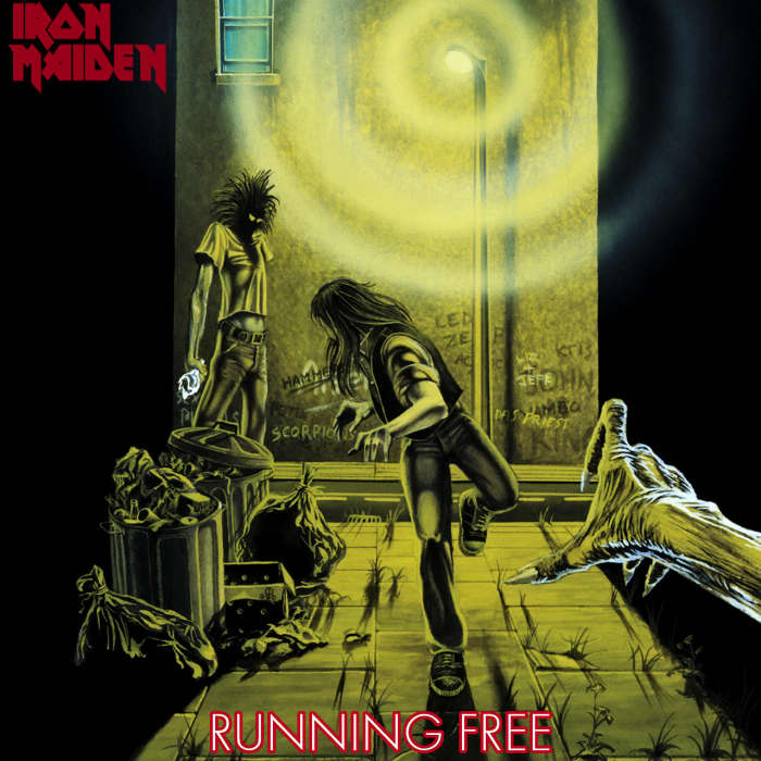 Iron Maiden "Running Free" EMI 5032 7" Vinyl Single UK Pressing (1980) Picture Sleeve Art by Derek Riggs