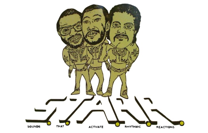The collectors of the 45 rpm resurrection eventually unveiled a group of artists that called themselves S.T.A.R.R. Shown left to right (in caricature) are members: Rob, James Huffman, and Napoleon Briggs