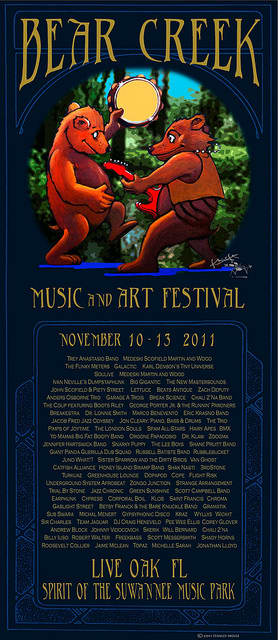 Bear Creek Music & Art Festival Suwanee Music Park Live Oak, Florida November 10-13 2011 Poster Graphics by Stanley Mouse