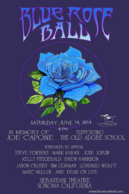 Blue Rose Ball In Memory of Joe Capone Sebastiani Theater Sonoma California (2014) Poster Art by Stanley Mouse