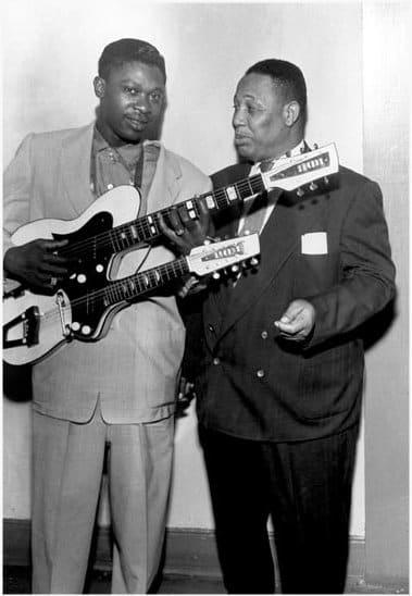 A young B.B. King, with Andrew "Sunbeam" Mitchell, who owned and operated Club Handy and other establishments on Beale Street.