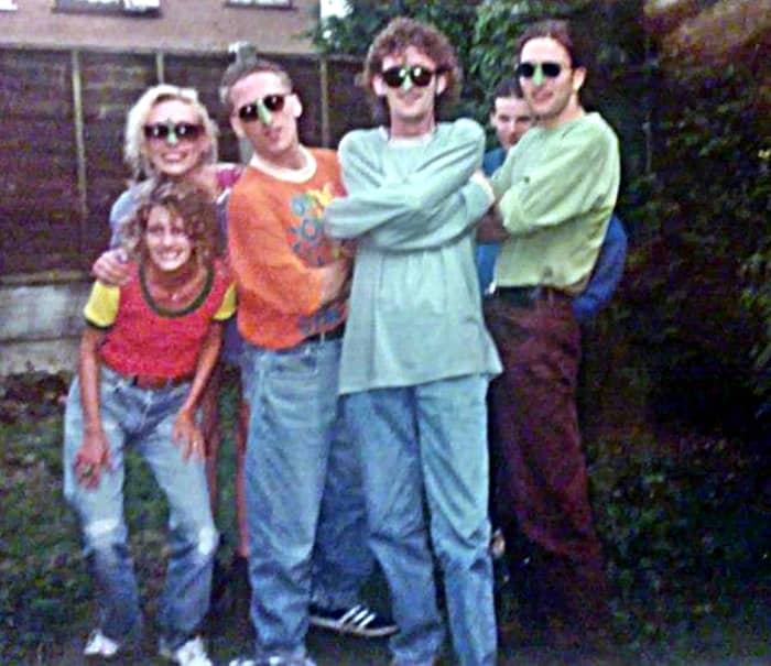 Wearing leaves on our noses to stop the sunburn ... I'm at the back, in sunglasses on the left, with Dom on the right.