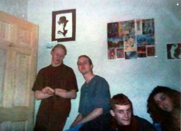 James (left) looking at his watch, with Pete next to him, because I was taking so long to get ready to go out. Mandie, on the settee, was ready and waiting too.
