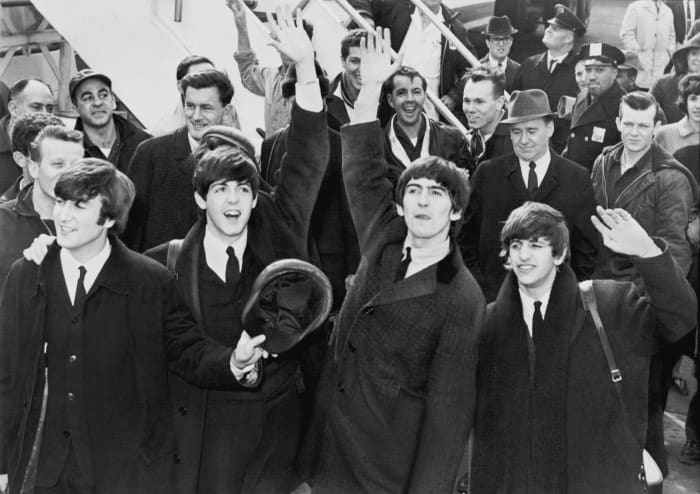 The Beatles arrive at John F. Kennedy airport in 1964