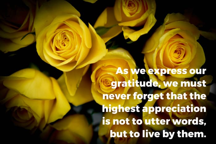 "As we express our gratitude, we must never forget that the highest appreciation is not to utter words, but to live by them." - John F. Kennedy, 35th U.S. President
