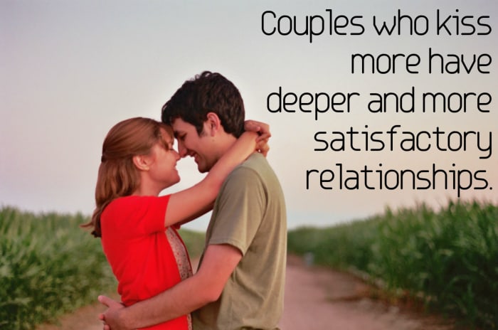 Couples who kiss more have deeper and more satisfactory relationships.