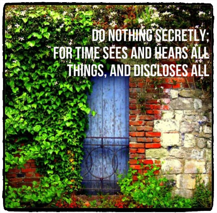 "Do nothing secretly; for Time sees and hears all things, and discloses all." - Sophocles, Greek playwright