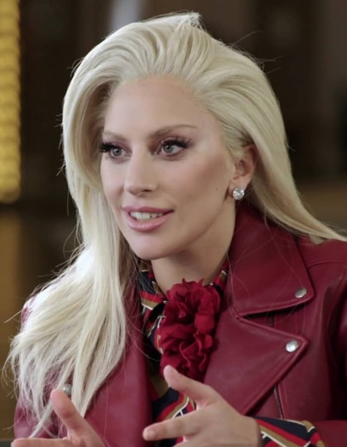 Singer Lady Gaga is seen here during an interview by NFL Network about her Super Bowl performance in 2016.