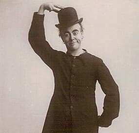 George Robey. Later, he squashed down the bowler for greater comic effect. He was knighted a few months before his death in 1954 at 85.